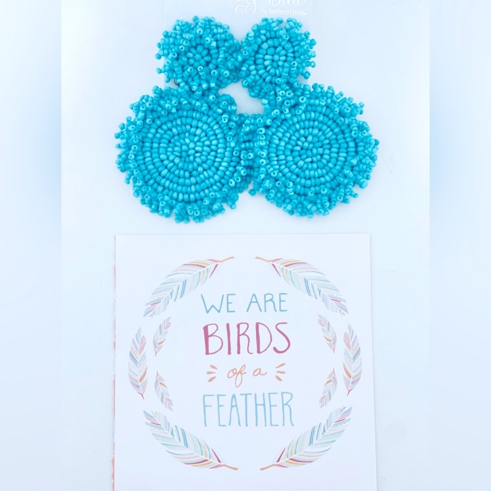 Borrowed & Blue, Beautiful Blue Bird Egg Color Beaded Dangle Earrings, New